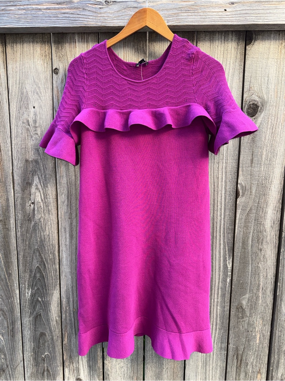 Ann Taylor Chevron Ruffle Sweater Dress Size Small - Picture 4 of 8